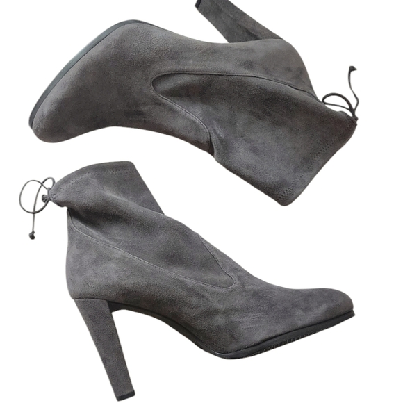 NWOT-Stuart Weitzman Plat Glove Suede Ankle Bootie - Gray - Picture 5 of 12